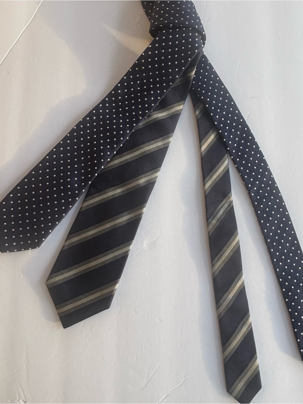 Set of 2 Men's  Ties (1)Maker’s Shirt Tie &  (2) Express Polka Dot - Both Black